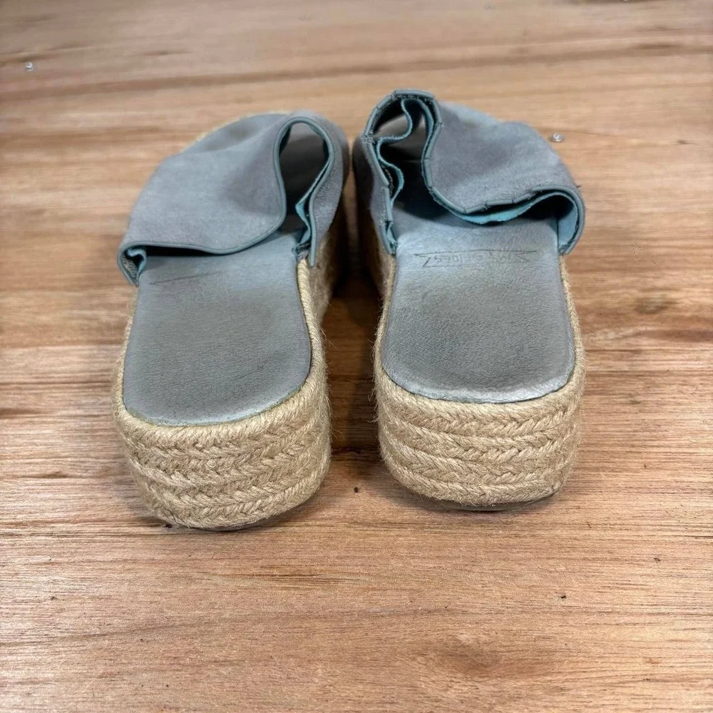 Cool My Shoes Women's Blue Suede Espadrille Platform Slide Sandals Size 7 EUR 38